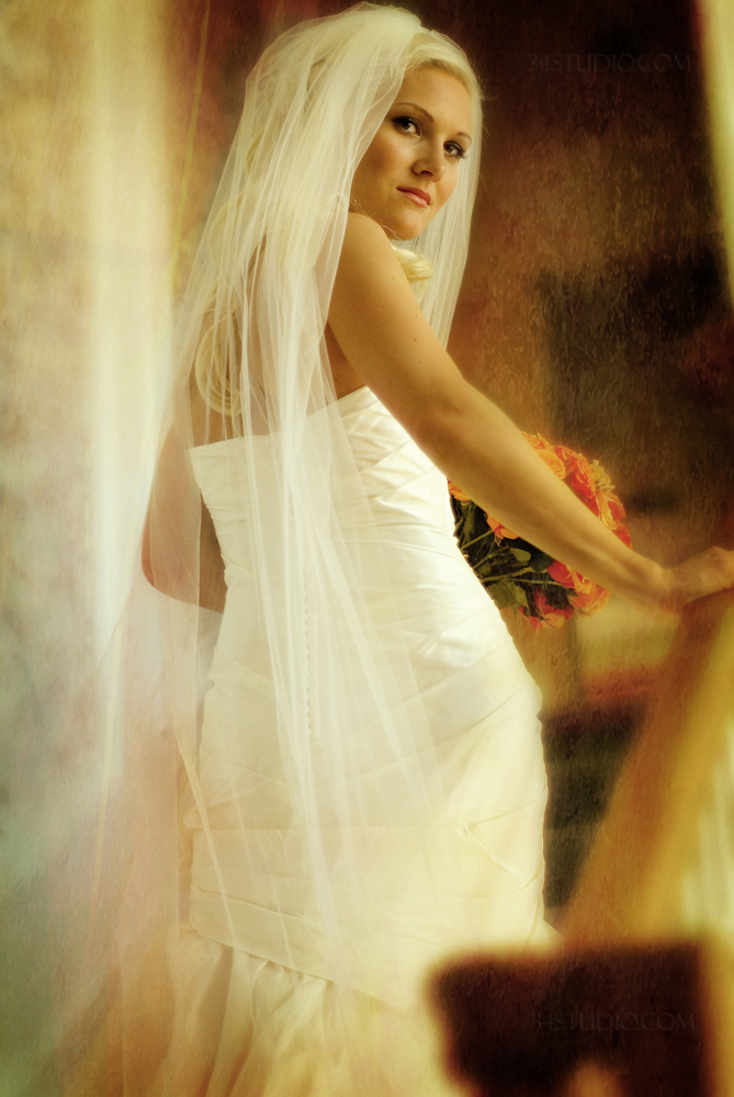 bride by the stairs