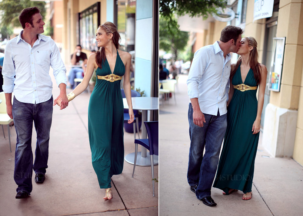 couple walking in uptown dallas west village